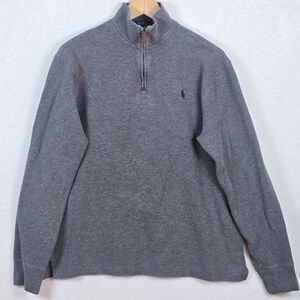 Polo Ralph Lauren Cotton Quarter Zip Grey Green Pony Pullover Sweater Men’s SZ M